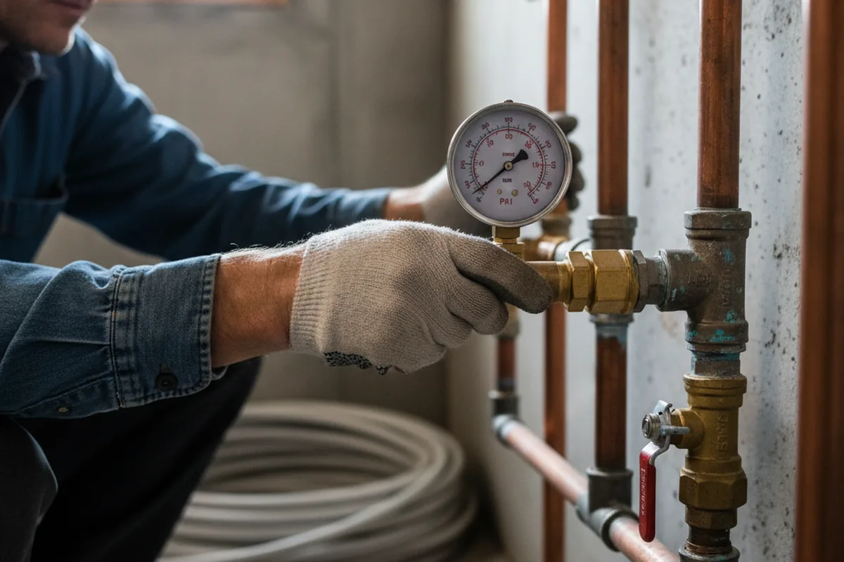 Pressure testing a repaired line during Water Line Repair in Croydon